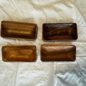 Set of4 Small Elegant Wooden Rectangular Trays